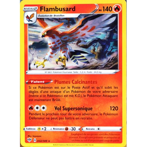 Carte Pokémon 032/189 Flambusard Eb03 - Epée Et Bouclier - Ténèbres Embrasées Neuf Fr