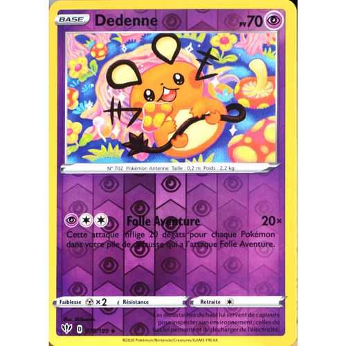 Carte Pokémon 078/189 Dedenne - Reverse Eb03 - Epée Et Bouclier - Ténèbres Embrasées Neuf Fr