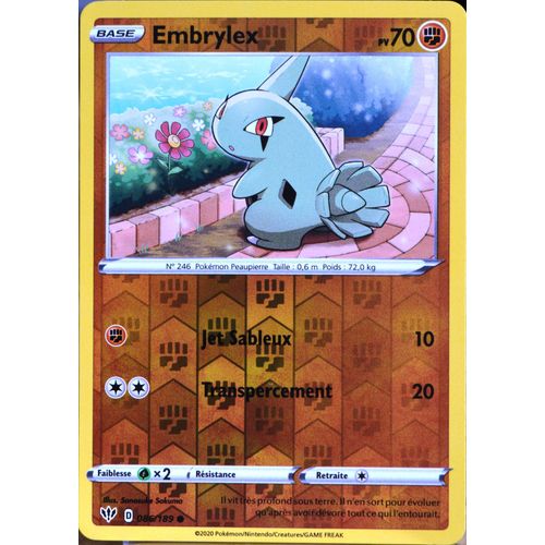 Carte Pokémon 086/189 Embrylex - Reverse Eb03 - Epée Et Bouclier - Ténèbres Embrasées Neuf Fr