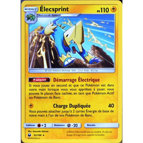 Carte Pokémon 52/168 Elecsprint Sl7 - Soleil Et Lune - Tempête Céleste Neuf Fr