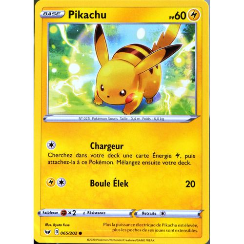 Carte Pokémon 065/202 Pikachu 60 Pv Eb01 - Epée Et Bouclier 1 Neuf Fr