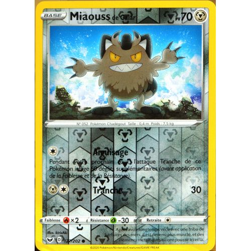 Carte Pokémon 127/202 Miaouss De Galar - Reverse Eb01 - Epée Et Bouclier 1 Neuf Fr