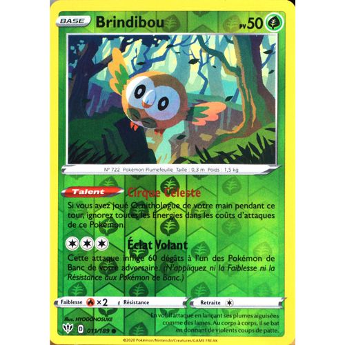 Carte Pokémon 011/189 Brindibou - Reverse Eb03 - Epée Et Bouclier - Ténèbres Embrasées Neuf Fr