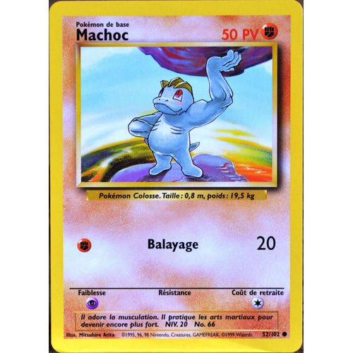 Carte Pokémon 52/102 Machoc 50 Pv Set De Base Neuf Fr