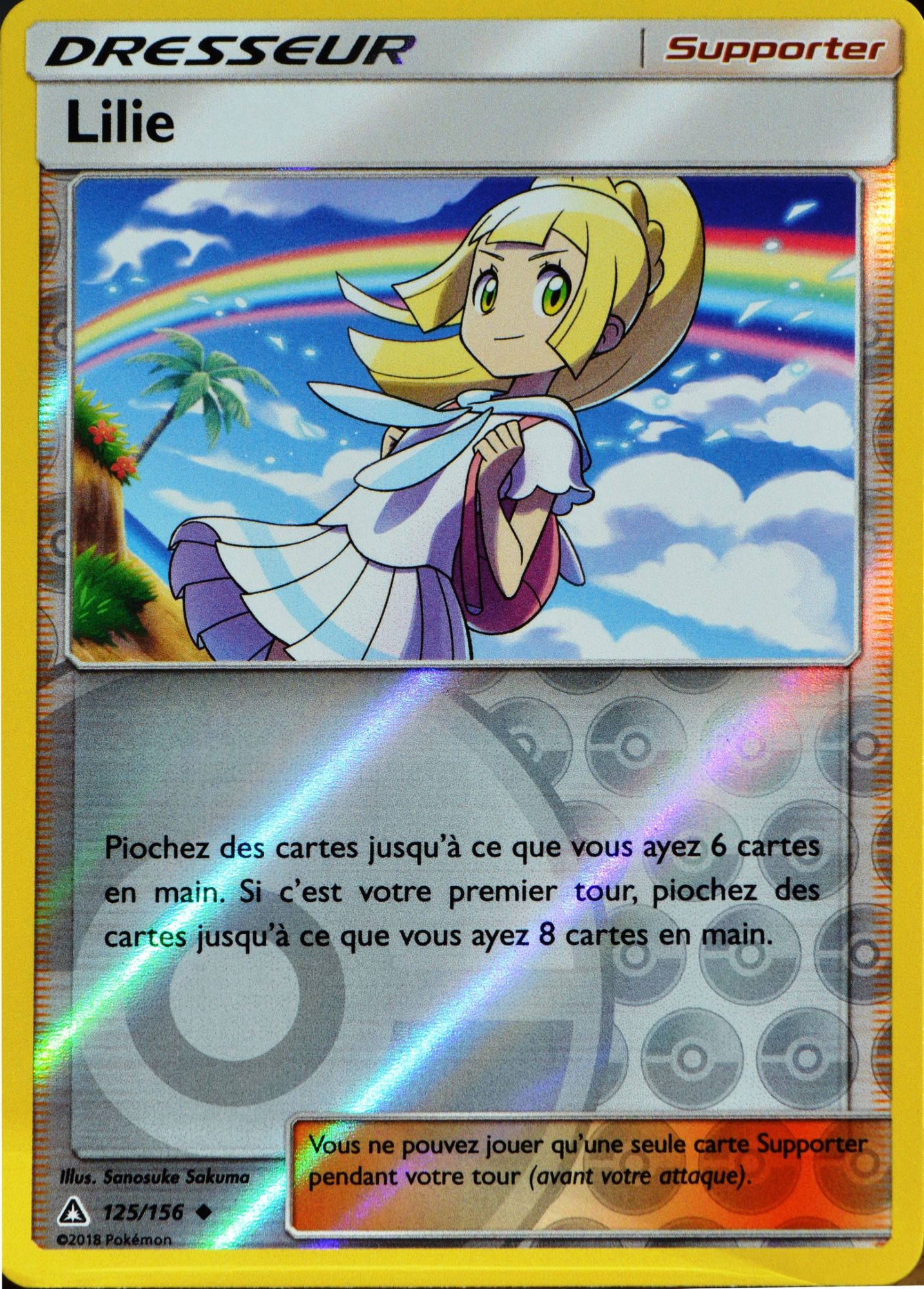 Carte Pokémon 125/156 Lilie - Reverse Sl5 - Soleil Et Lune - Ultra Prisme Neuf Fr