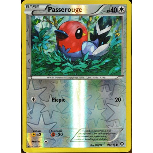 Carte Pokémon 94/114 Passerouge 40 Pv - Reverse Xy - Offensive Vapeur Neuf Fr