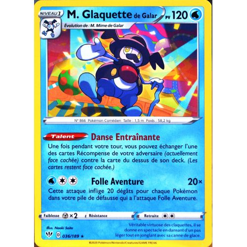 Carte Pokémon 036/189 M. Glaquette De Galar Eb03 - Epée Et Bouclier - Ténèbres Embrasées Neuf Fr