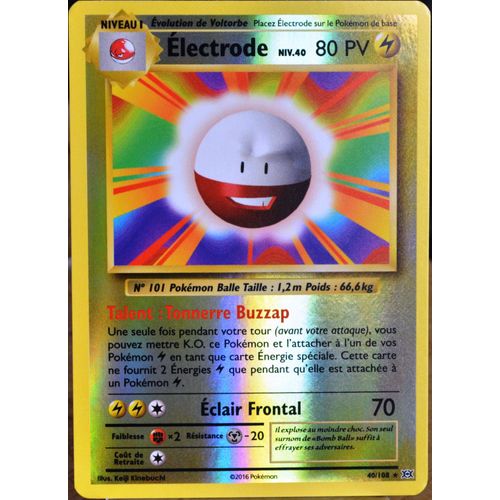 Carte Pokémon 40/108 Electrode Niv.40 80 Pv - Reverse Xy - Evolutions  Neuf Fr