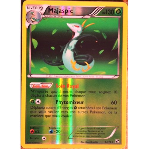 Carte Pokémon 6/114 Majaspic 130 Pv - Holo Reverse Noir & Blanc Neuf Fr