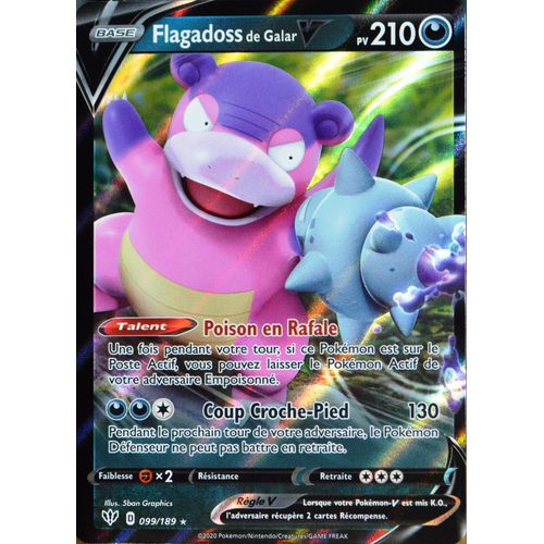 Carte Pokémon 099/189 Flagadoss De Galar-V Eb03 - Epée Et Bouclier - Ténèbres Embrasées Neuf Fr