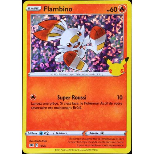 Carte Pokémon 16/25 Flambino Holo - 60 Pv Promo 25 Ans Neuf Fr