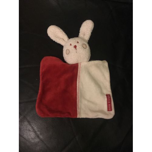 Doudou Plat Lapin Sucre D'orge Rouge Et Blanc