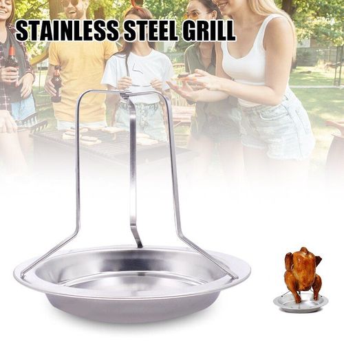 Support pour rôtissoire de poulet antiadhésif, en acier inoxydable, pour bière, support pliable et amovible pour barbecue, four