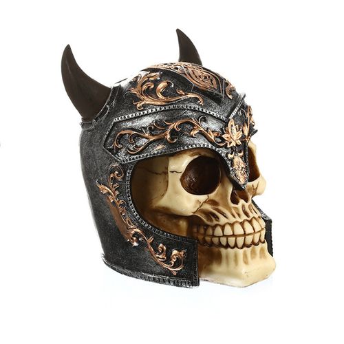 Statue de Simulation de crâne, décoration en résine Horrible, Figure de gladiateur Viking, poids en papier, avec casque pour Holloween LBE