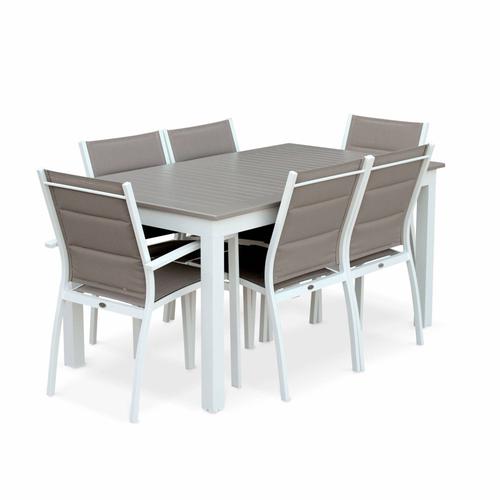Salon De Jardin Table Extensible Chicago 210 Taupe Table En Aluminium 150/210 Cm Avec Rallonge