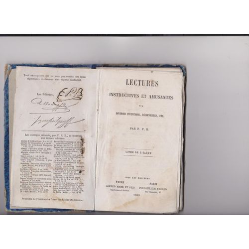 Livre Manuscrit  -  Lectures Instructives  Et Amusantes -  Sur Diverses Inventions, Découvertes  Livre De L'élève  Mame 1869  11x18 Cm Cartonné  116 Pages Manuscrites 