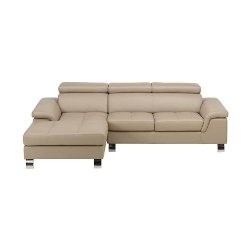 Canapé D'angle Cuir Mishima - Taupe - Angle Gauche