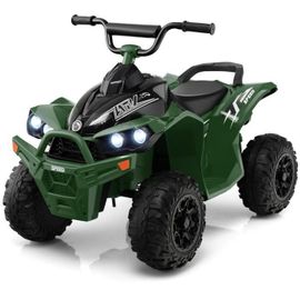 Costway Quad Electrique Pour Enfants 12v7ah, Led, Musique, Klaxon, Roues Larges, Pour Enfants 3 À 8 Ans, 96 X 58 X 70 Cm, Vert