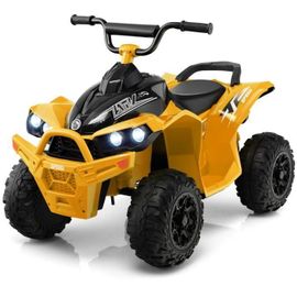 Costway Quad Electrique Pour Enfants 12v7ah, Led, Musique, Klaxon, Roues Larges, Pour Enfants 3 À 8 Ans, 96 X 58 X 70 Cm, Jaune