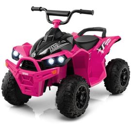 Costway Quad Electrique Pour Enfants 12v7ah, Led, Musique, Klaxon, Roues Larges, Pour Enfants 3 À 8 Ans, 96 X 58 X 70 Cm, Rose