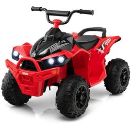Costway Quad Electrique Pour Enfants 12v7ah, Led, Musique, Klaxon, Roues Larges, Pour Enfants 3 À 8 Ans, 96 X 58 X 70 Cm, Rouge