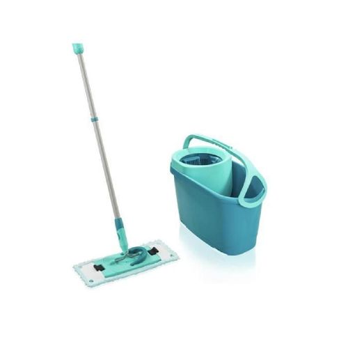 LEIFHEIT Clean Twist M Ergo 52120 Kit de nettoyage sol - Balai a plat lave sol avec housse 33 cm et seau a essorage rotatif facile