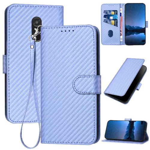 Tongez Étui Pour Xiaomi Redmi Note 4 Avec Sangle Détachable Surface De Fibre De Carbone Avec Fente Pour Carte Et Béquille Cuir Premium - Violet