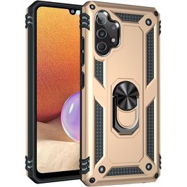 Compatible Avec Coque Samsung Galaxy A32 4g Avec Aimant Anneau Support, 360°Double Couche Renforcée Défense Bumper Antichoc Armure Housse Etui Avec Protection Écran-Or