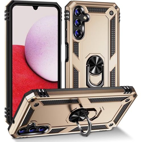 Compatible Avec Coque Samsung Galaxy A05s Avec Aimant Anneau Support, 360°Double Couche Renforcée Défense Bumper Antichoc Armure Housse Etui Avec Protection Écran-Or