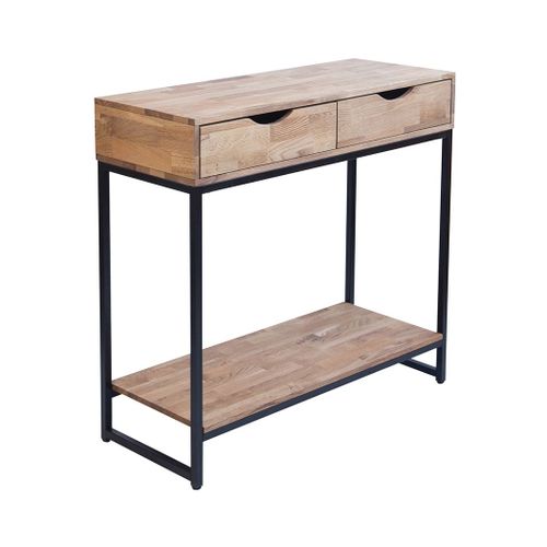 Table De La Console Michie Solid Oak Black Metal Cadre