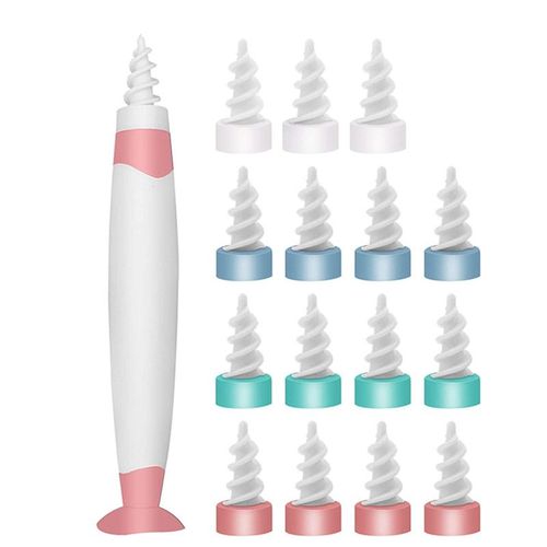 Q Grips Nettoyant Oreilles, Sûr Et Lavable, Ear Cleaning Kit Avec 16 Embouts De Remplacement Lavables En Silicone Pour Bébé Et Adulte