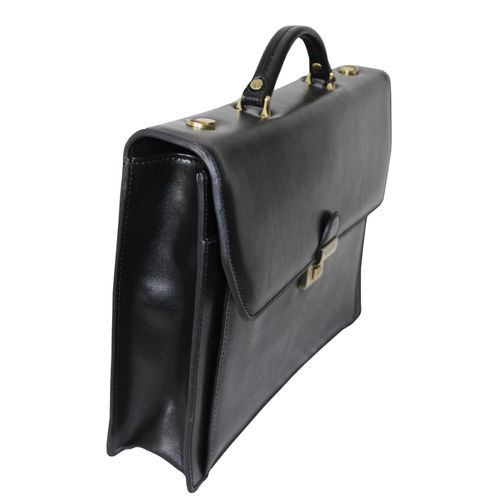 Cartable porte document KATANA à 1 soufflets en croûte de cuir 63024 noir (2 coul.disp.)