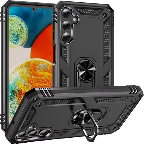 Compatible Avec Coque Samsung Galaxy A24 4g Avec Aimant Anneau Support, 360°Double Couche Renforcée Défense Bumper Antichoc Armure Housse Etui Avec Protection Écran-Noir