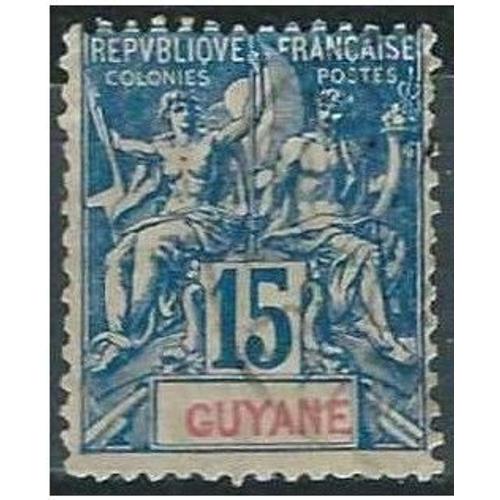 France, Guyane, Colonie Française 1892, Bel Exemplaire Type Sage "Colonies", Yvert 35, 15c. Bleu, Oblitéré, Tbe -