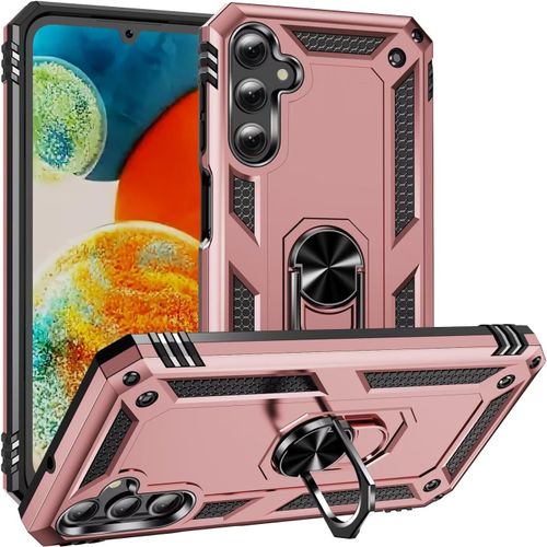 Compatible Avec Coque Samsung Galaxy A24 4g Avec Aimant Anneau Support, 360°Double Couche Renforcée Défense Bumper Antichoc Armure Housse Etui Avec Protection Écran-Or Rose