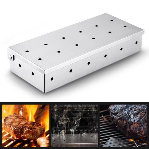 Boîte à fumée en acier inoxydable pour barbecue, accessoires de cuisine, boîtier de gril à charbon de bois, Tube de puce de bois pour BBQ
