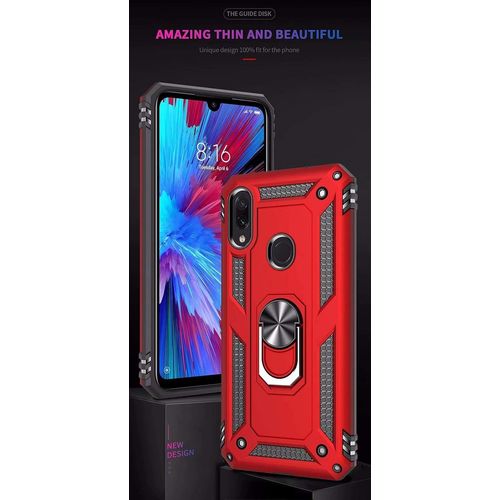 Coque Xiaomi Redmi 7 Avec Aimant Anneau Support, 360° Double Couche Renforcée Défense Bumper Antichoc Armure Housse Etui Avec Protection Écran Pour Xiaomi Redmi 7, Argent