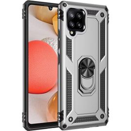 Compatible Avec Coque Samsung Galaxy A42 5g Avec Aimant Anneau Support, 360°Double Couche Renforcée Défense Bumper Antichoc Armure Housse Etui Avec Protection Écran-Argent