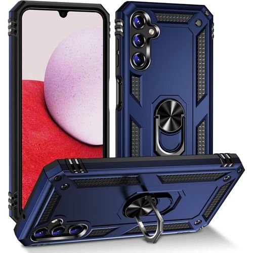 Compatible Avec Coque Samsung Galaxy A05s Avec Aimant Anneau Support, 360°Double Couche Renforcée Défense Bumper Antichoc Armure Housse Etui Avec Protection Écran-Bleu