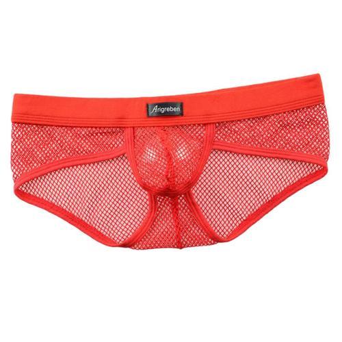 Homme Sexy String Sous-vêtement Poche Transparent Chic Slip Lingerie G- String Thong Briefs Bikini T-Back Maille Érotique Respirable Triangle XL  rouge | Rakuten