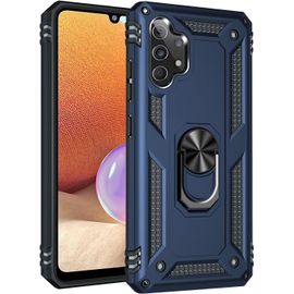 Compatible Avec Coque Samsung Galaxy A32 4g Avec Aimant Anneau Support, 360°Double Couche Renforcée Défense Bumper Antichoc Armure Housse Etui Avec Protection Écran-Bleu