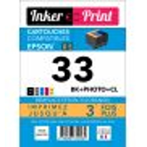 Pack De Cartouches D'encre Recyclées Compatibles Avec Epson 33 Xl (Noir Et Couleurs)