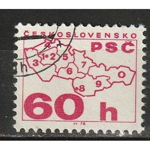 Timbre Tchécoslovaquie Oblitéré: Utilisez Le Code Postal 1976 N° 2177 Avec Numéro Noir Au Verso (055)