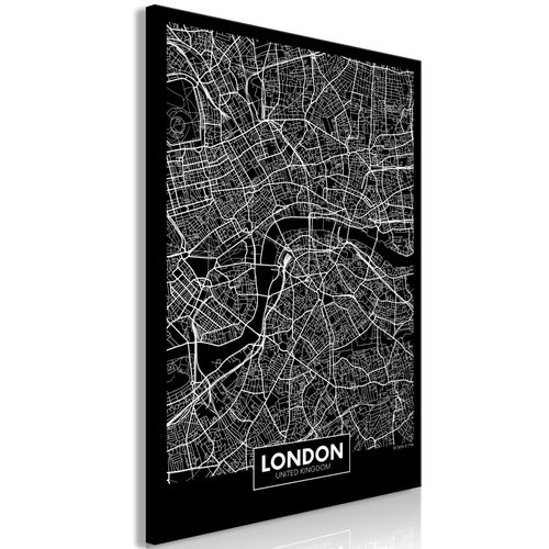 Tableau Cartes du monde Dark Map of London (1 Part) Vertical 40 x 60 cm