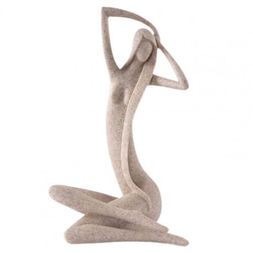 Statue en résine de grès, Sculptures de beauté abstraites à cheveux longs, petits dessus de table d'art pour la maison, bureau, bibliothèque, décoration de maison