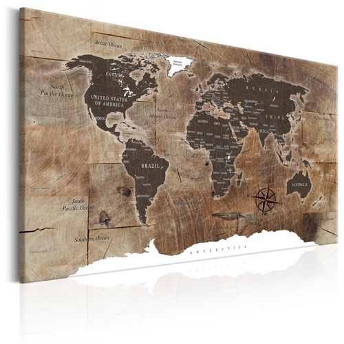 Tableau Cartes du monde World Map: Wooden Mosaic 60 x 40 cm