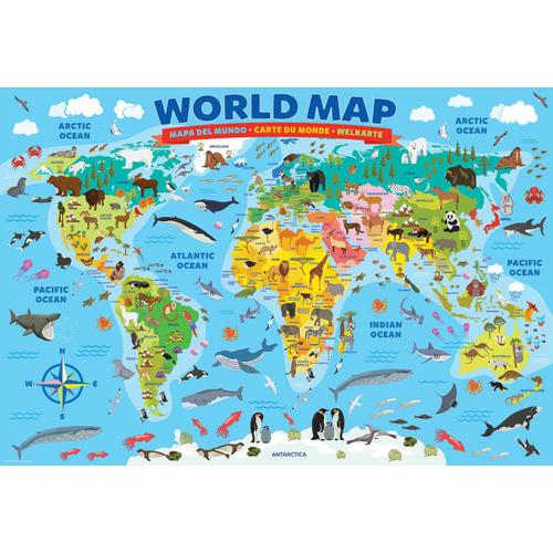 Puzzle Pièces Xxl - Map Of The World - Puzzle 100 Pièces