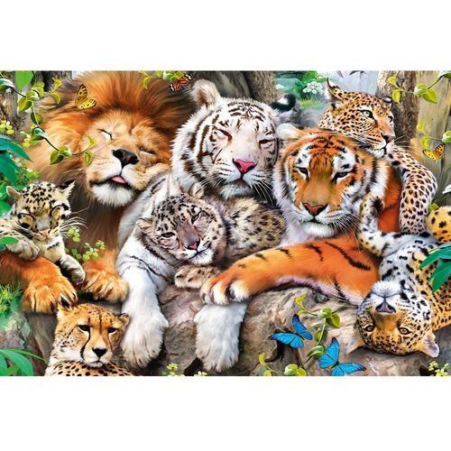 Puzzle En Bois - Wild Cats In The Jungle - 501 Pièces