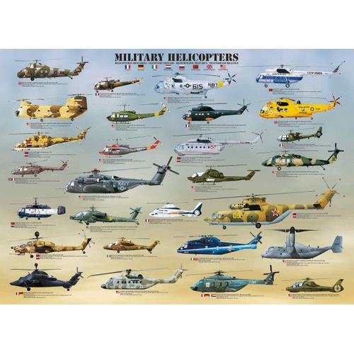 Puzzle Pièces Xxl - Hélicoptères Militaires - Puzzle 500 Pièces