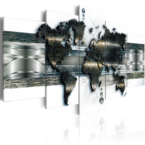 Tableau Cartes du monde Metal World Map 200 x 100 cm